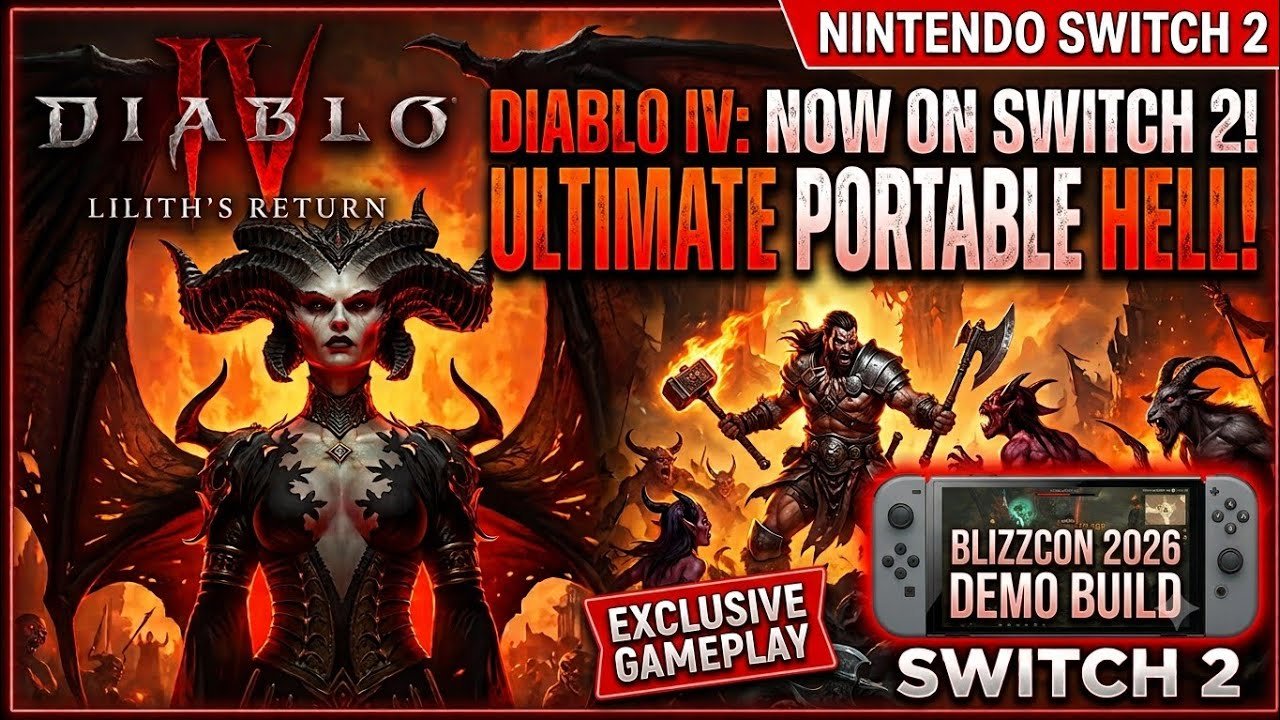 Captura de gameplay de Diablo IV: Age of Hatred Collection en Nintendo Switch 2, mostrada en BlizzCon 2026