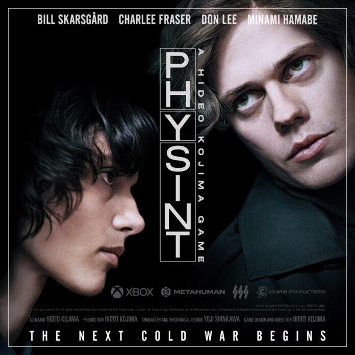 Póster oficial de PHYSINT con Bill Skarsgård y Charlee Fraser, protagonistas del nuevo juego de Hideo Kojima